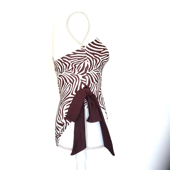 NEW!! Sundazed Women SIZE Mocha Mia Zebra-Print One-Shoulder One-Piece Swimsuit - Picture 2 of 10